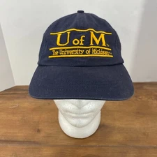 VINTAGE University of Michigan Hat The Game Split Bar Snapback Blue Spell Out