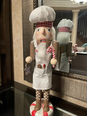 15'' Wood Christmas Baker Man Santa Nutcracker   with Candy & Ginger Bread Cookie