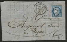 FRANCE: Gard / G.C.4549 on n°60C + CàD AIGUES-VIVES on letter from 1875