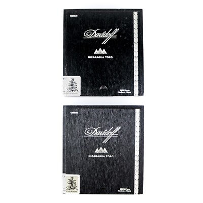Lot of 2 Davidoff Toro Nicaragua Empty Wood Cigar Box 6'' x 5.5'' x 2''