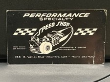 Vrhtf Vtg 60s Business Card Of Performance Specialty Speed Shop Alhambra Ca