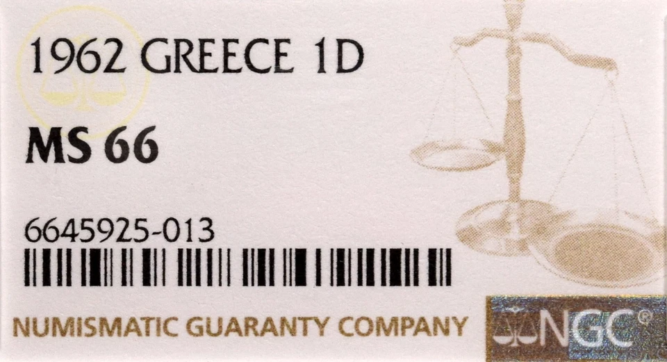 Greece 1 Drachma 1962 NGC MS66 - Image 3 of 3