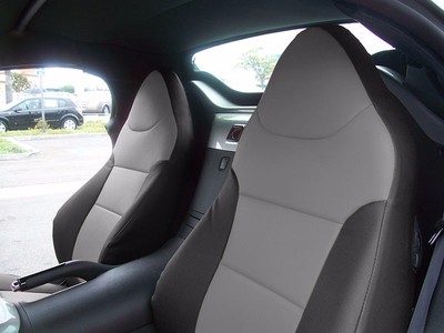 SATURN SKY 2007-2010 BLACK/GREY LEATHER-LIKE CUSTOM MADE FIT FRONT SEAT COVER
