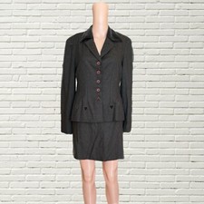 Vintage 90s Does 40s Two Piece Set Brown Wool Tailored Blazer And Skirt