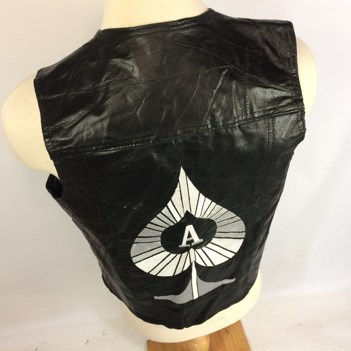 Vintage 80s 90s Ace of Spades Motorcyle Trucker Club Leather Vest