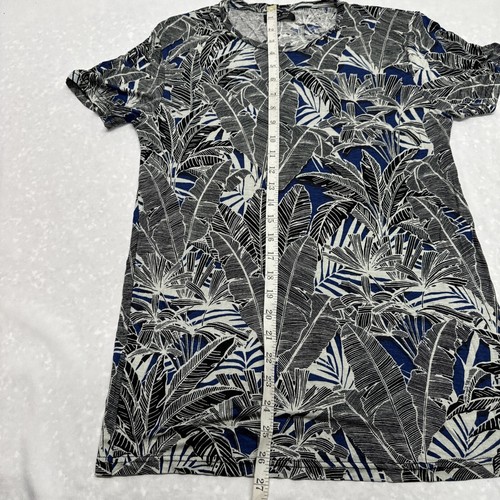 ZARA MENS SHORT VINTAGE PALM TREE TROPICAL BLACK BLUE FITTED SLIM T SHIRT SZ S M - Picture 6 of 14