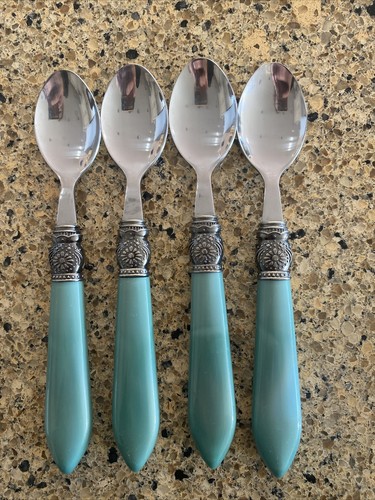 4 The Pioneer Woman GREEN PLASTIC Stainless FLATWARE Cowgirl Green Lace Spoons
