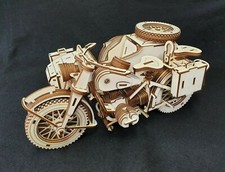 Laser Cut Wooden WW2 Motorcycle and Sidecar 3D Model/Puzzle Kit