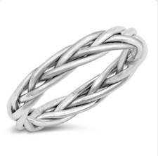 NEW 925 Sterling Silver Braid Ring 3.5mm Size 5