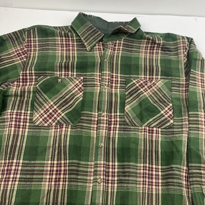 Vintage John Blair Flannel Button Up Shirt Adult XL Green Plaid