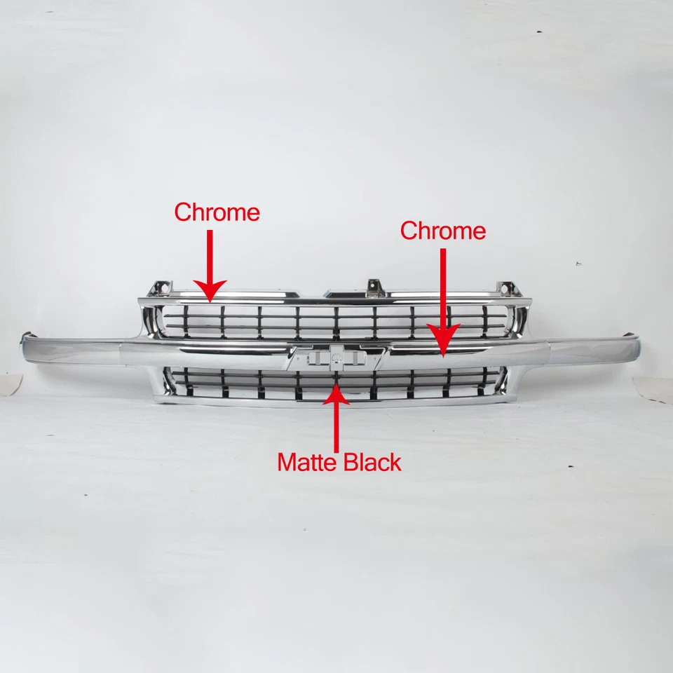 NEW Front Grille Chrome&Black For 99-02 Silverado 1500 / 2000-06 Tahoe Suburban Foto 3 de 4
