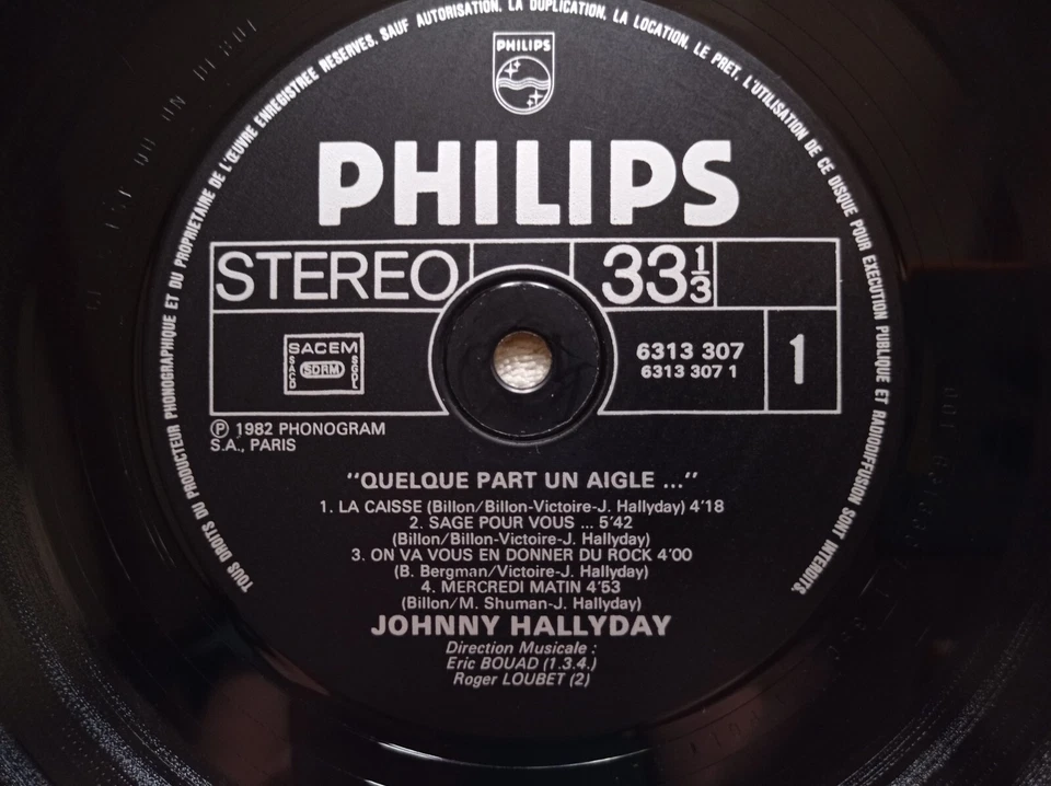 LP 33T JOHNNY HALLYDAY "Quelque Part Un Aigle..." PHILIPS 6313 307 FRANCE 1982 ° - Photo 3/4