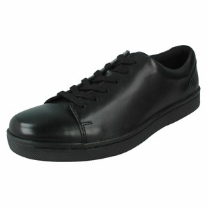clarks black leather trainers