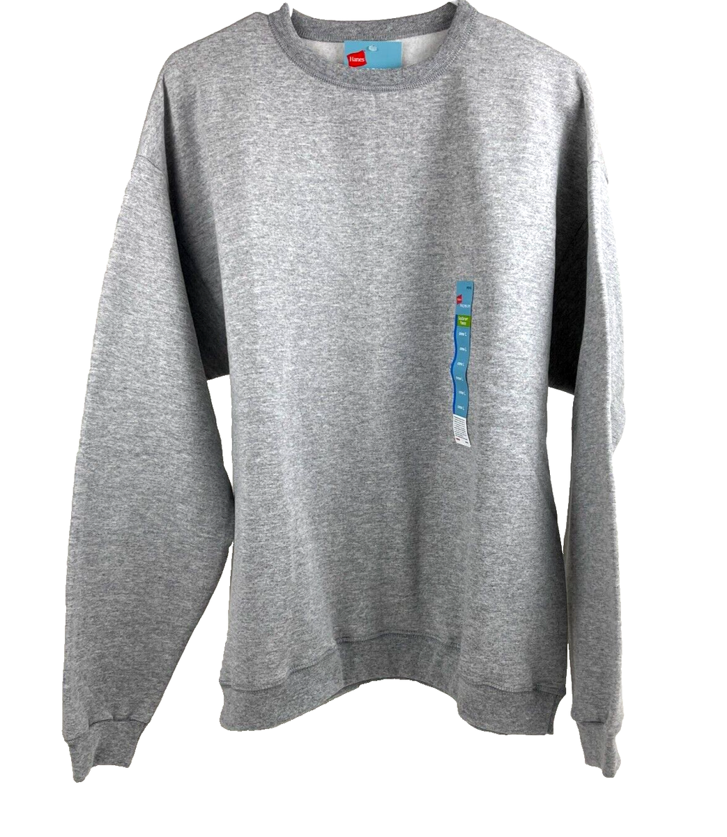 Hanes Men's EcoSmart Fleece Sweatshirt Heather Grey Size Large