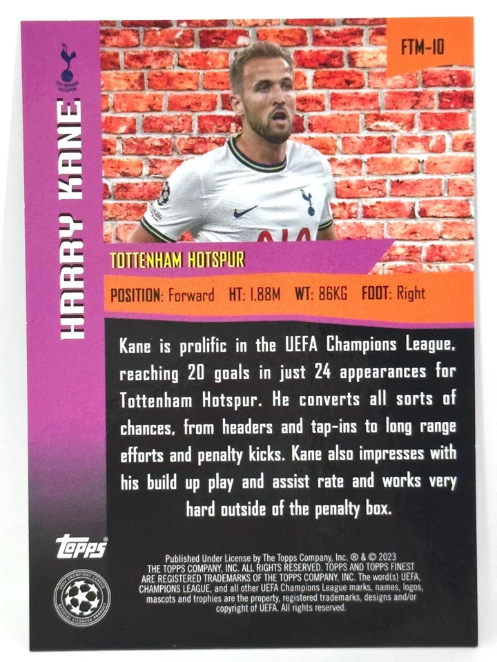 2022-23 Topps Finest UCL Tottenham Hotspur The Man Harry Kane Rose Gold /75 - Image 4 of 4
