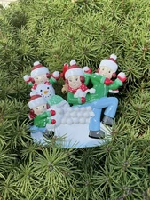 Snowball Fight Personalized Family of 4,5,6 in Christmas Tree Ornament