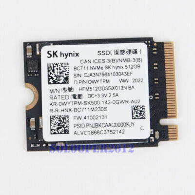 New SK Hynix NVMe PCIe M2 2230 SSD BC711 512GB 30mm