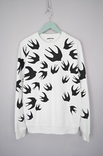 Alexander McQueen Smallows Logo White Sweatshirt Size L Designer Luxury