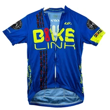 Louis Garneau Bike Link Men's Size M Blue Full Zip Graphic Cycling Jersey