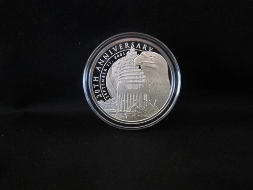 September 11th (9-11) 20 Yr. Remembrance Commem. 1 oz. Silver Capsuled BU Round