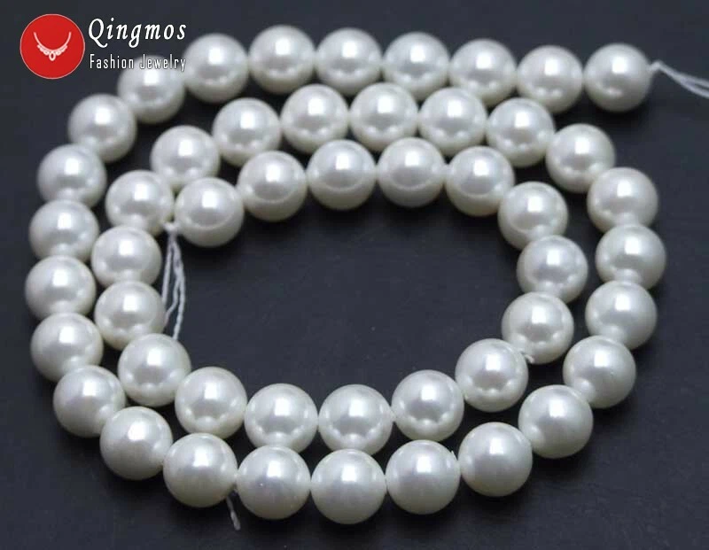 4-16mm Round White Sea Shell Pearl Loose Beads for Jewelry Making DIY Strand 15" - Image 4 of 4