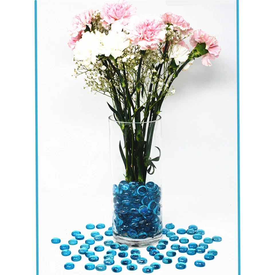 1200 Pcs Ocean Blue Glass Gems, Pebbles, Mosaic Tiles, Marble Vase Filler (12LB) - Image 2 of 4
