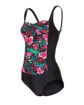 Badeanzug schwarz 38D Damen Blumendruck farbmix/rot D-Cup UVP:59,99  3.621