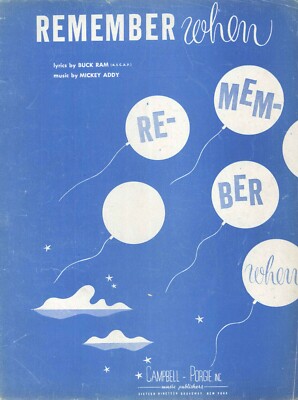 Remember When Sheet Music Piano Voice Guitar Solovox 1945 Ram Addy Randy Brooks