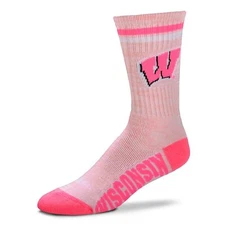 Wisconsin Badgers Pretty in Pink Crew Socks, Medium (6-11)