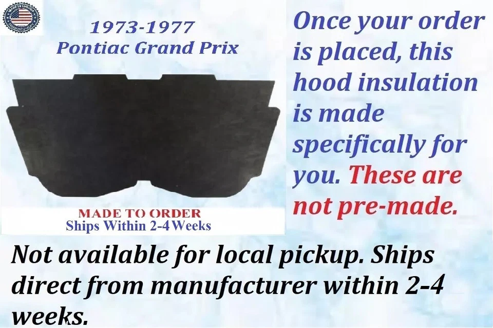 NUEVO 1973-1977 Pontiac Grand Prix CAPUCHA AISLAMIENTO GRIS/NEGRO REM #GPX-HIN-050 Foto 2 de 3