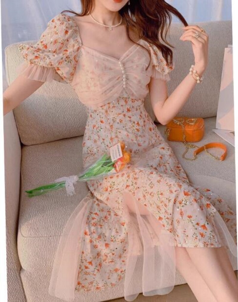 Women's girl Summer Floral Chiffon Long Korean Temperament Fairy Dress | eBay Women's girl Summer Floral Chiffon Long Korean Temperament Fairy Dress | eBay