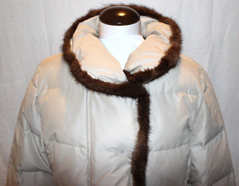 Abrigo Chaqueta de Invierno Acolchado Relleno Beige Dana Buchman Mujer Mediano Foto 2 de 4