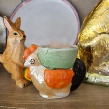 Vintage Easter CERAMIC Chicken PULLING CART Egg Cup CANDY CONTAINER JAPAN!