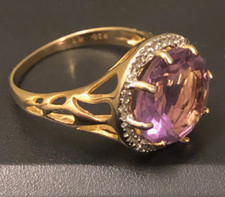 Amethyst 925 Sterling Silver Gold Vermeil Ring size 7.25