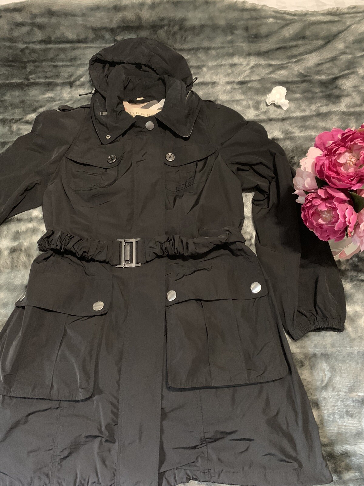 burberry brit raincoat with hood
