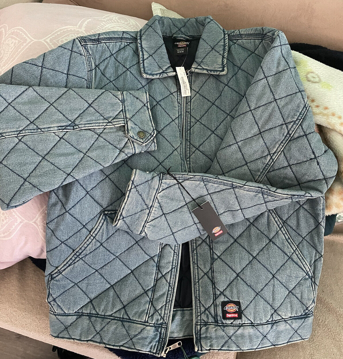 Supreme x Dickies Quilted Work Jacket Denim Blue Size Medium FW21 Brand New