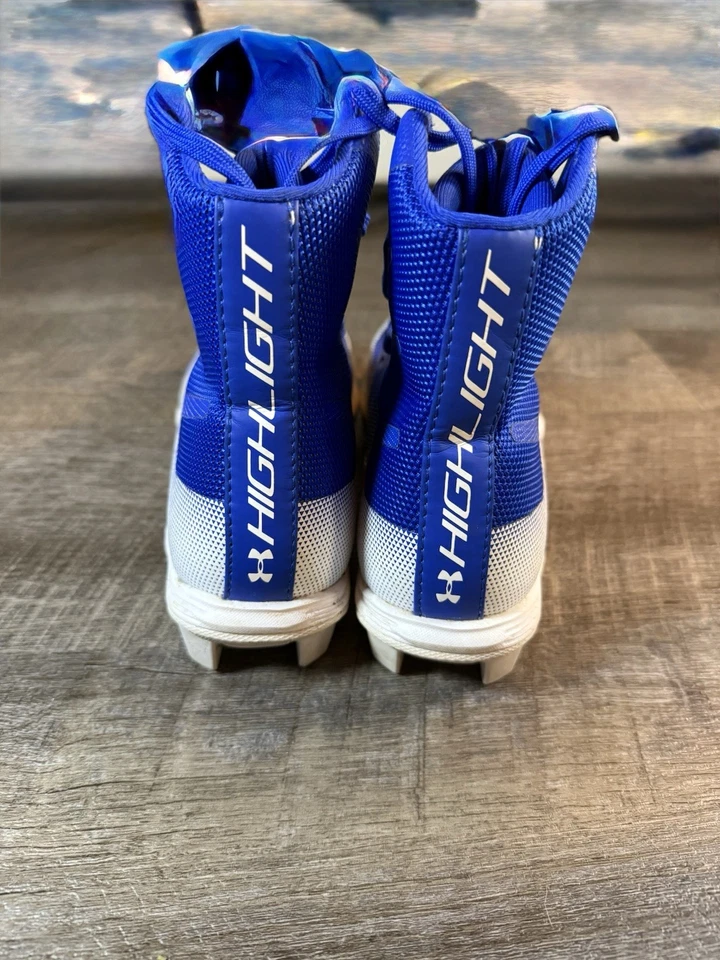 Botines de fútbol Under Armour Highlight azul blanco talla 3 juvenil parte superior media alta Foto 2 de 4