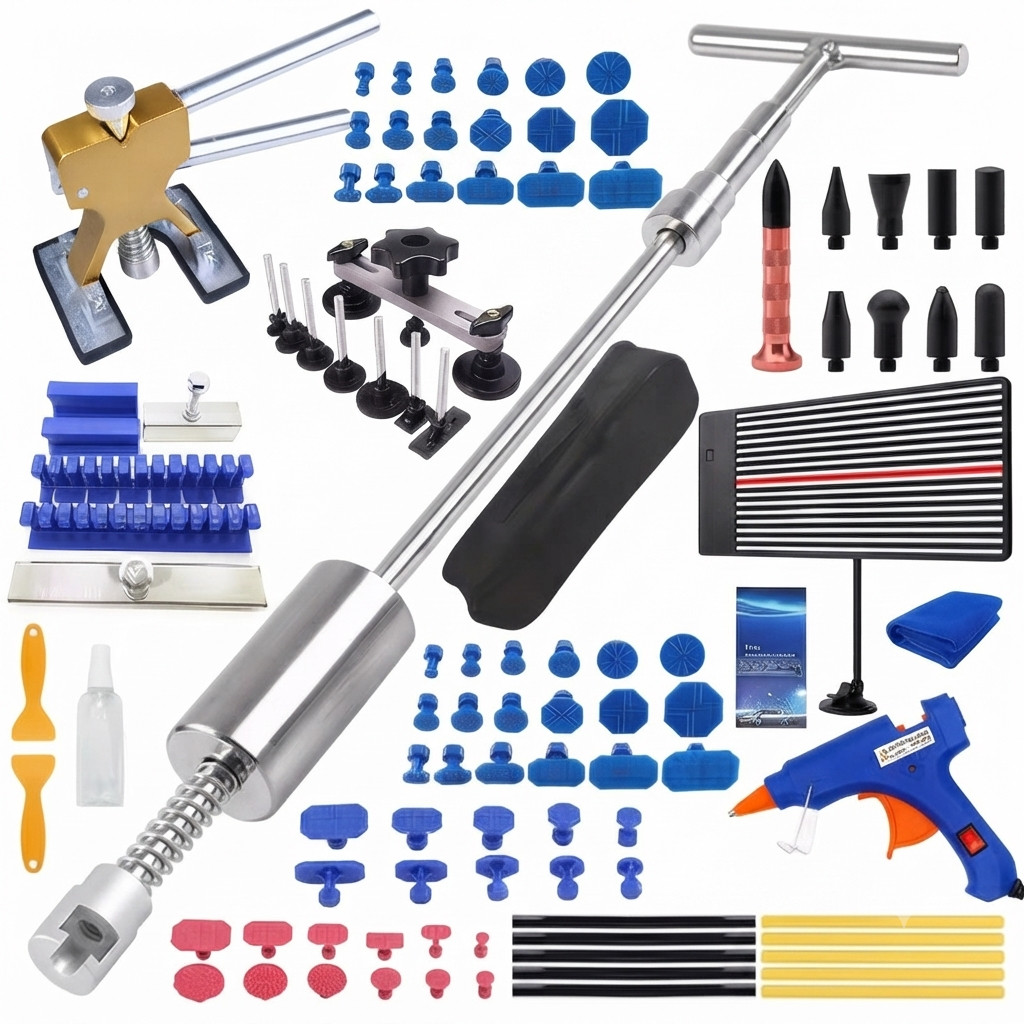 43 pcs - Professional Paintless Dent Repair Kit - Car Dent Puller W/Slide Hammer