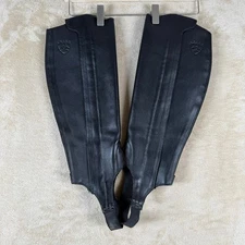 ARIAT Black ST Genuine Leather Classic Half Chaps Rare Series #9801 Equestrian