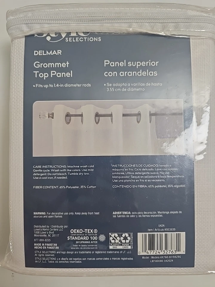 Panel superior con ojal Delmar filtrado de luz blanco 50x84 pulgadas 953939 Foto 2 de 3