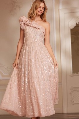 Needle &Thread Dream  dress UK12 US8 one-shoulder sequin ballroom gown tulle
