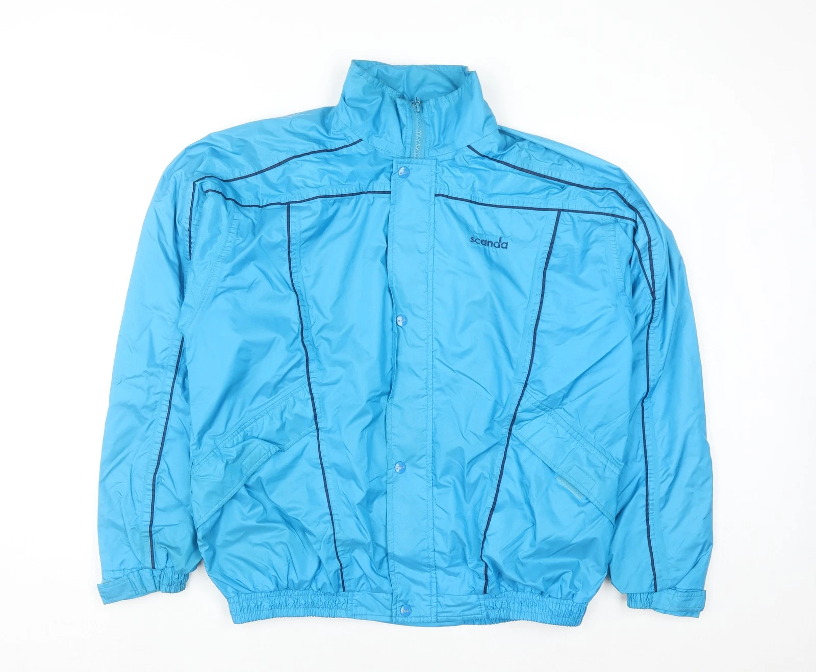 Scanda Men's Blue Windbreaker Jacket L Lightweight Water Resistant