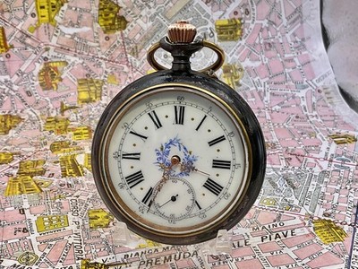 Regler Eisen brüniert. Zifferblatt verziert. 1900 .TASCHENUHR