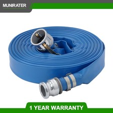 New 1-1/2" x 100 FT Blue PVC Irrigation Discharge Hose W/ Aluminum Connectors