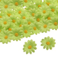 "100 StüCk KüNstliche GäNseblüMchen BlüTenköPfe,1,6\" FüR Diy,GrüN/Gelb"