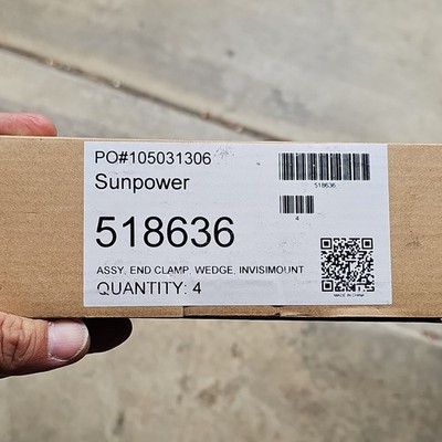 (QTY 4) SunPower 518636 InvisiMount Solar End Clamp Wedge Assembly