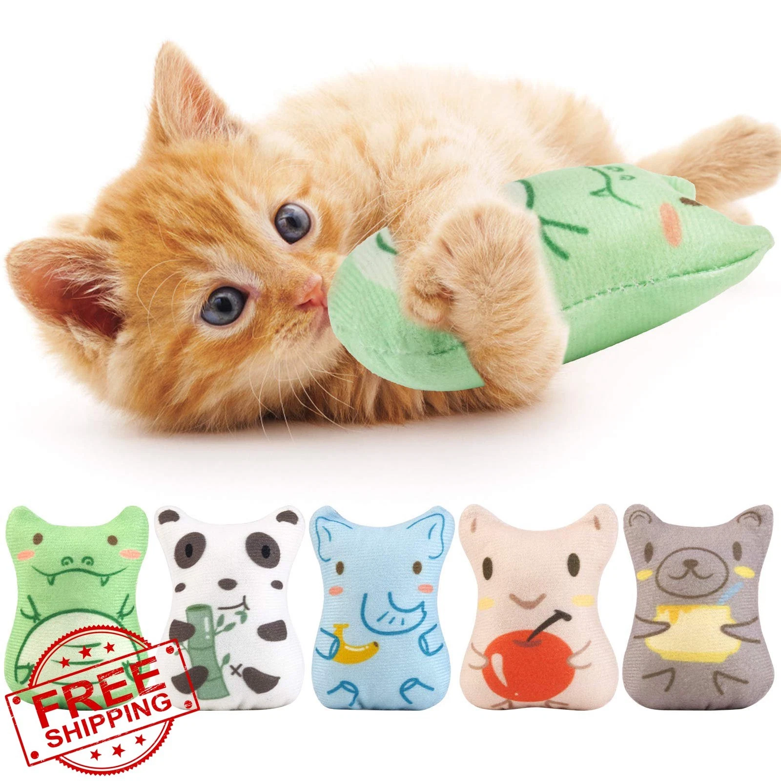 Dorakitten Catnip Toys 5PCS, Plush Chew Kitten Toy, Soft Pet Toy
