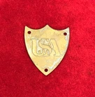 RARE ORIGINAL CIVIL WAR ERA USA UNION CAVALRY US SADDLE POMMEL SHIELD