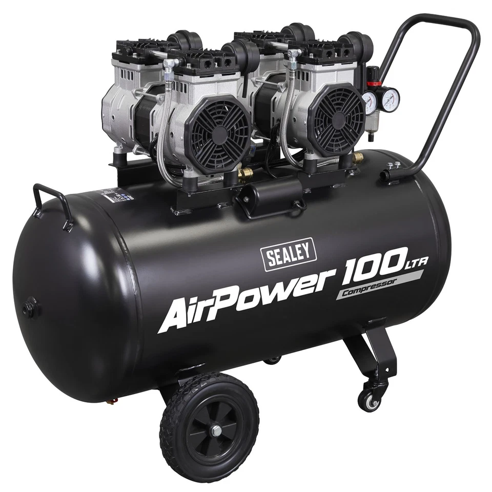 100L Oil Free Low Noise Direct Drive Air Compressor 2 x 2hp - SAC10001S