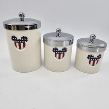 Rare Disney Direct 3 Piece Mickey Mouse Ceramic Canister Set Kitchen Office Bath